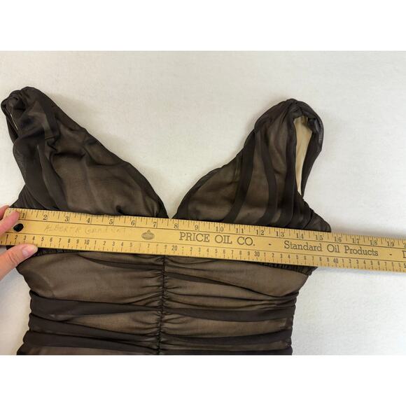 Connected Apparel Ruched Knee Length Mesh‎ Overlay Dress Goth Y2K 6P - Picture 10 of 15